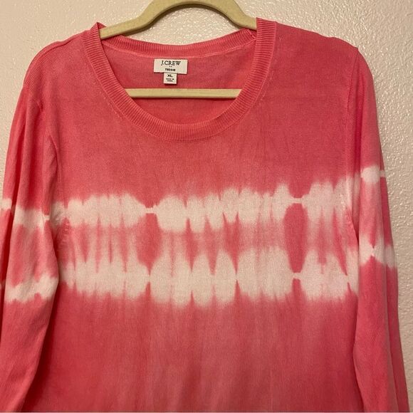 J Crew Teddie 100% cotton crewneck hot pink knit sweater XL - Picture 3 of 8